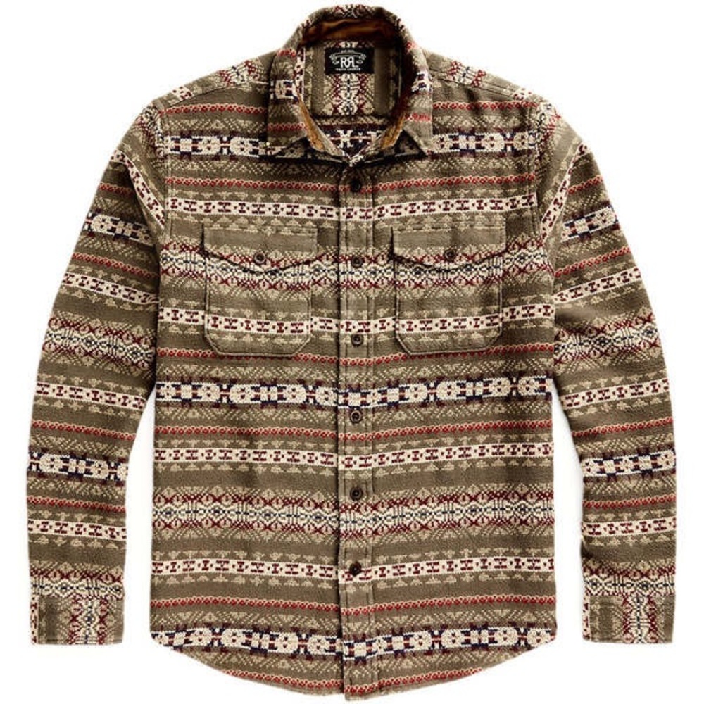 Double RL RRL FAIRISLE BRUSHED JACQUARD MELTON WORKSHIRT
